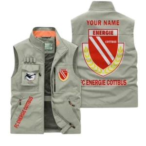 FC Energie Cottbus Personalisierte Ärmellose Outdoor-Weste mit Logo BDE98070325595 - Khaki