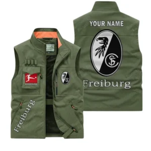 SC Freiburg Personalisierte Ärmellose Outdoor-Weste mit Logo BDE98070325600 - Olivgrün