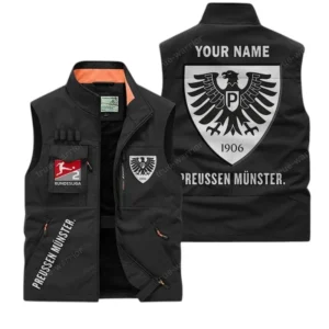 PreuBen Munster Personalisierte Ärmellose Outdoor-Weste mit Logo BDE98070325601 - Schwarz