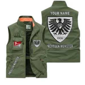 PreuBen Munster Personalisierte Ärmellose Outdoor-Weste mit Logo BDE98070325601 - Olivgrün