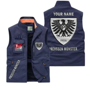 PreuBen Munster Personalisierte Ärmellose Outdoor-Weste mit Logo BDE98070325601 - Dunkelblau