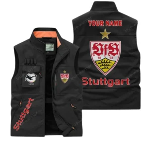 VfB Stuttgart Personalisierte Ärmellose Outdoor-Weste mit Logo BDE98070325602 - Schwarz