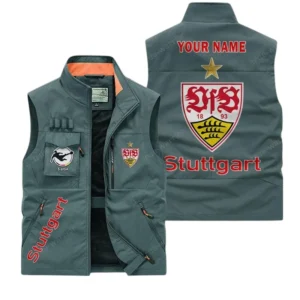 VfB Stuttgart Personalisierte Ärmellose Outdoor-Weste mit Logo BDE98070325602 - Bohnengrün