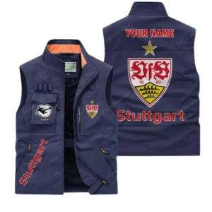 VfB Stuttgart Personalisierte Ärmellose Outdoor-Weste mit Logo BDE98070325602 - Dunkelblau