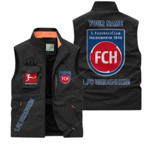 FC Heidenheim Personalisierte Ärmellose Outdoor-Weste mit Logo BDE98070325603 - Schwarz