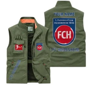 FC Heidenheim Personalisierte Ärmellose Outdoor-Weste mit Logo BDE98070325603 - Olivgrün