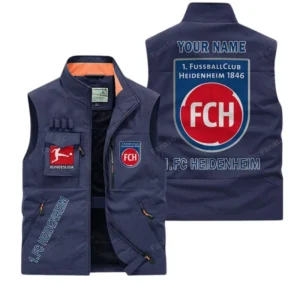 FC Heidenheim Personalisierte Ärmellose Outdoor-Weste mit Logo BDE98070325603 - Dunkelblau