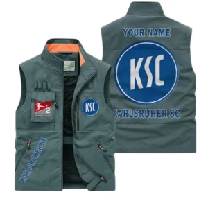 Karlsruher SC Personalisierte Ärmellose Outdoor-Weste mit Logo BDE98070325605 - Bohnengrün