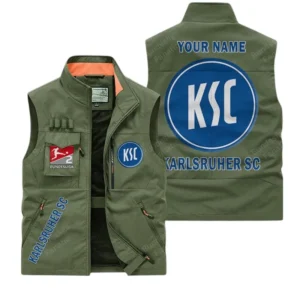 Karlsruher SC Personalisierte Ärmellose Outdoor-Weste mit Logo BDE98070325605 - Olivgrün
