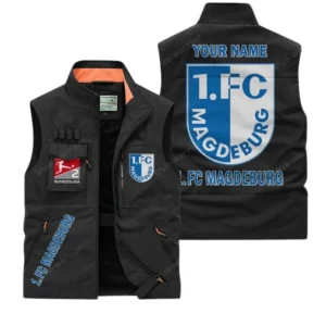 FC Magdeburg Personalisierte Ärmellose Outdoor-Weste mit Logo BDE98070325606 - Schwarz