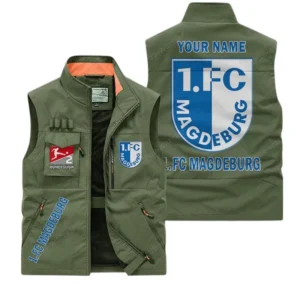 FC Magdeburg Personalisierte Ärmellose Outdoor-Weste mit Logo BDE98070325606 - Olivgrün