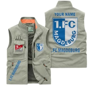 FC Magdeburg Personalisierte Ärmellose Outdoor-Weste mit Logo BDE98070325606 - Khaki