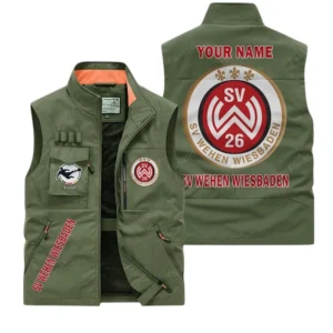 Wehen Wiesbaden Personalisierte Ärmellose Outdoor-Weste mit Logo BDE98070325607 - Olivgrün