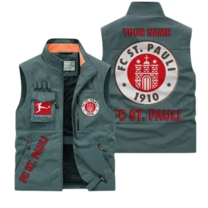 FC St. Pauli Personalisierte Ärmellose Outdoor-Weste mit Logo BDE98070325608 - Bohnengrün