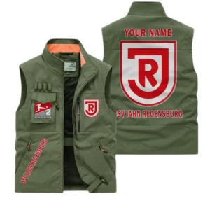 Jahn Regensburg Personalisierte Ärmellose Outdoor-Weste mit Logo BDE98070325609 - Olivgrün