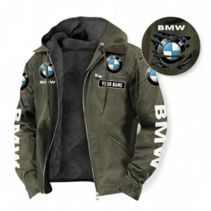 BMW Fans Geschenk Hoodie mit Kapuze und Flanell, Pullover Allover-Print mit individuellem Namen CAR391072125666-Grün