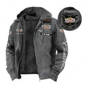 Cadilac Fans Geschenk Hoodie mit Kapuze und Flanell, Pullover Allover-Print mit individuellem Namen CAR391072125695-Grau