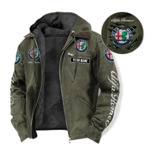Alfa Romeo Fans Geschenk Hoodie mit Kapuze und Flanell, Pullover Allover-Print mit individuellem Namen CAR391072125699-Grün