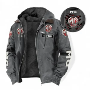 MG Fans Geschenk Hoodie mit Kapuze und Flanell, Pullover Allover-Print mit individuellem Namen CAR391072125703-Grau