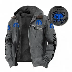 Mopar Fans Geschenk Hoodie mit Kapuze und Flanell, Pullover Allover-Print mit individuellem Namen CAR391072125704-Grau