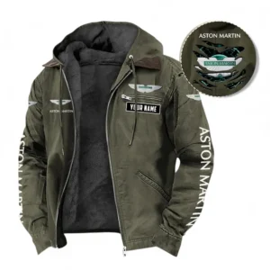 ASTON MARTIN Fans Geschenk Hoodie mit Kapuze und Flanell, Pullover Allover-Print mit individuellem Namen CAR391072125705-Grün