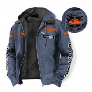 KTM Racing Fans Geschenk Hoodie mit Kapuze und Flanell, Pullover Allover-Print mit individuellem Namen CAR391072125709-Marineblau