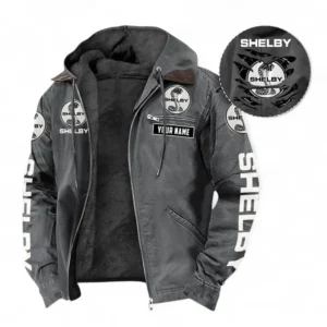 Ford shelby Fans Geschenk Hoodie mit Kapuze und Flanell, Pullover Allover-Print mit individuellem Namen CAR391072125711-Grau