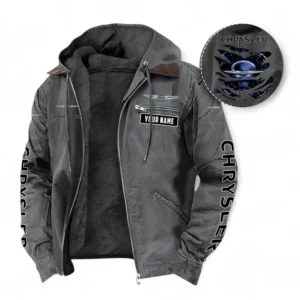 Chrysler Fans Geschenk Hoodie mit Kapuze und Flanell, Pullover Allover-Print mit individuellem Namen CAR391072125713-Grau
