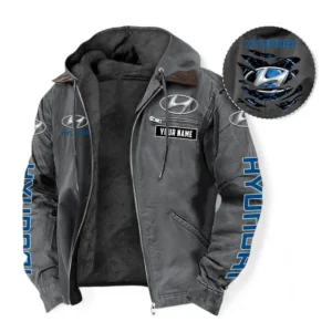 Hyundai Fans Geschenk Hoodie mit Kapuze und Flanell, Pullover Allover-Print mit individuellem Namen CAR391072125714-Grau