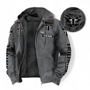 Triumph Motorcycles Fans Geschenk Hoodie mit Kapuze und Flanell, Pullover Allover-Print mit individuellem Namen CAR391072125715-Grau