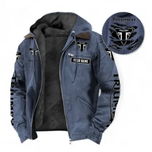 Triumph Motorcycles Fans Geschenk Hoodie mit Kapuze und Flanell, Pullover Allover-Print mit individuellem Namen CAR391072125715-Marineblau