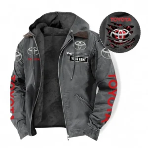 Toyota Fans Geschenk Hoodie mit Kapuze und Flanell, Pullover Allover-Print mit individuellem Namen CAR391072125716-Grau