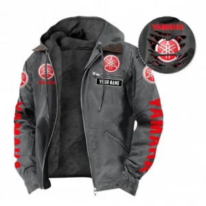 Yamaha Fans Geschenk Hoodie mit Kapuze und Flanell, Pullover Allover-Print mit individuellem Namen CAR391072125717-Grau