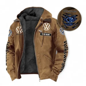 Volkswagen Fans Geschenk Hoodie mit Kapuze und Flanell, Pullover Allover-Print mit individuellem Namen CAR391072125724-Kamel