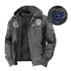 Volkswagen Fans Geschenk Hoodie mit Kapuze und Flanell, Pullover Allover-Print mit individuellem Namen CAR391072125724-Grau