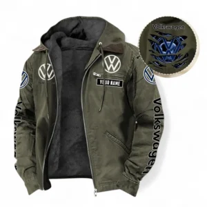Volkswagen Fans Geschenk Hoodie mit Kapuze und Flanell, Pullover Allover-Print mit individuellem Namen CAR391072125724-Grün
