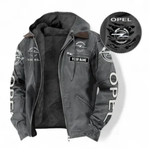 Opel Fans Geschenk Hoodie mit Kapuze und Flanell, Pullover Allover-Print mit individuellem Namen CAR391072125725-Grau