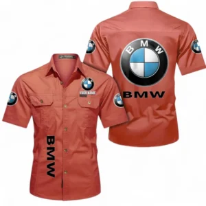 BMW Fans Geschenk Hemd mit kurzen Ärmeln, Kurzarmhemd Allover-Print personalisiert mit Namen CAR392072125777-Rot