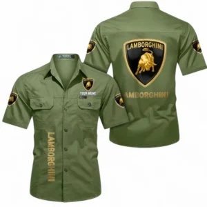 Lamborghini Fans Geschenk Hemd mit kurzen Ärmeln, Kurzarmhemd Allover-Print personalisiert mit Namen CAR392072125778-Fruchtgrün