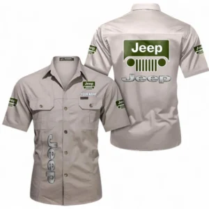 Jeep Fans Geschenk Hemd mit kurzen Ärmeln, Kurzarmhemd Allover-Print personalisiert mit Namen CAR392072125780-Beige