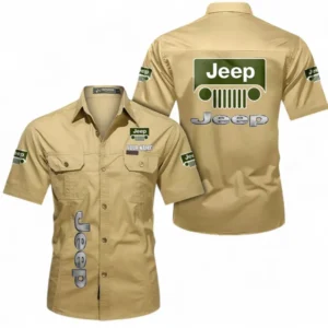 Jeep Fans Geschenk Hemd mit kurzen Ärmeln, Kurzarmhemd Allover-Print personalisiert mit Namen CAR392072125780-Khaki