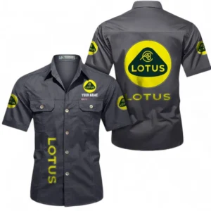 Lotus Fans Geschenk Hemd mit kurzen Ärmeln, Kurzarmhemd Allover-Print personalisiert mit Namen CAR392072125826-Grau