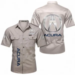 Acura Fans Geschenk Hemd mit kurzen Ärmeln, Kurzarmhemd Allover-Print personalisiert mit Namen CAR392072125827-Beige