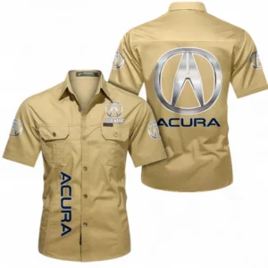Acura Fans Geschenk Hemd mit kurzen Ärmeln, Kurzarmhemd Allover-Print personalisiert mit Namen CAR392072125827-Khaki