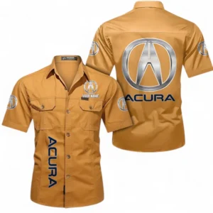 Acura Fans Geschenk Hemd mit kurzen Ärmeln, Kurzarmhemd Allover-Print personalisiert mit Namen CAR392072125827-Gelb-Orange