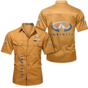 Infiniti Fans Geschenk Hemd mit kurzen Ärmeln, Kurzarmhemd Allover-Print personalisiert mit Namen CAR392072125828-Gelb-Orange
