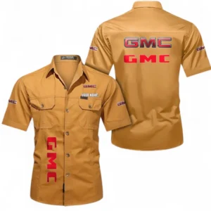 GMC Fans Geschenk Hemd mit kurzen Ärmeln, Kurzarmhemd Allover-Print personalisiert mit Namen CAR392072125830-Gelb-Orange