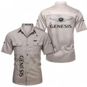 Genesis Fans Geschenk Hemd mit kurzen Ärmeln, Kurzarmhemd Allover-Print personalisiert mit Namen CAR392072125835-Beige