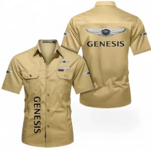 Genesis Fans Geschenk Hemd mit kurzen Ärmeln, Kurzarmhemd Allover-Print personalisiert mit Namen CAR392072125835-Khaki