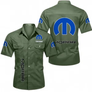 Mopar Fans Geschenk Hemd mit kurzen Ärmeln, Kurzarmhemd Allover-Print personalisiert mit Namen CAR392072125836-Olivgrün